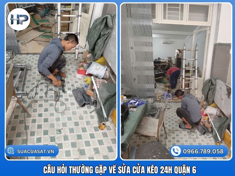 Cửa kéo bị kẹt phải làm sao? Đầu tiên hãy kiểm tra đường ray xem có vật cản không. Nếu không, có thể do hỏng bạc đạn hoặc lệch ray. Đừng cố kéo mạnh gây sửa cửa kéo bung lá, hãy gọi thợ chuyên nghiệp. Cách sửa cửa kéo bị lệch ray tại nhà? Nếu lệch nhẹ, bạn có thể dùng búa gõ nhẹ để nắn lại máng treo. Tuy nhiên, nếu lệch nặng hoặc cửa đã rớt khỏi ray, cần tháo dỡ để chỉnh lại khung, việc này cần dụng cụ chuyên dụng. Thợ có làm việc vào ngày Chủ Nhật và Lễ Tết không? Hòa Phát phục vụ 24/7, bao gồm cả sửa cửa kéo ngày lễ. Chúng tôi hiểu rằng sự cố cửa ảnh hưởng trực tiếp đến an ninh nhà bạn. Sửa cửa kéo rỉ sét lâu năm có được không? Chúng tôi sẽ cắt bỏ phần mục nát, hàn gia cố sắt mới và sơn lại, tiết kiệm chi phí hơn thay cửa mới.