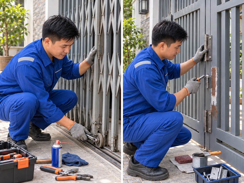 các hạng mục sửa cửa kéo và cửa sắt 4 cánh tại nhà