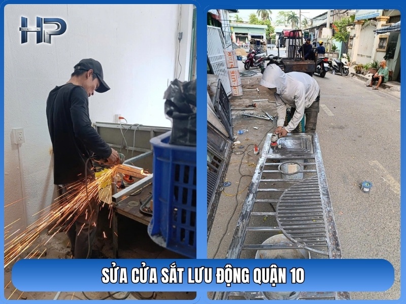  Hàn sửa cửa sắt dân dụng Quận 10 Nhận sửa cửa sắt 2 cánh, 4 cánh, cửa pano bị xệ bản lề, cạ nền, cong khung Khắc phục tình trạng cửa sắt khó đóng mở, kẹt cửa, lệch cánh Gia cố, hàn tăng cứng khung cửa sắt cũ