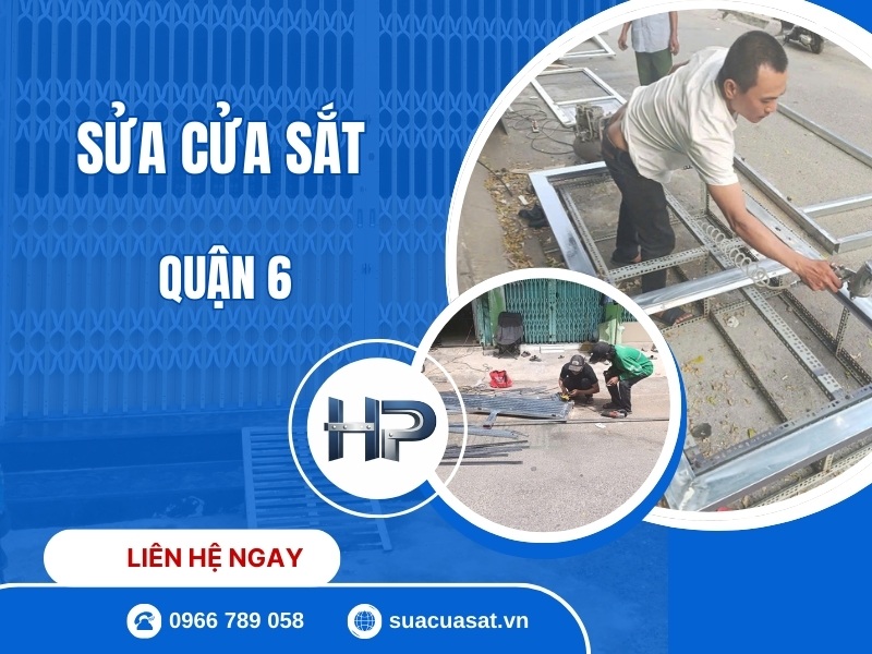 Thợ kiểm tra cửa trước khi sửa cửa sắt Quận 6