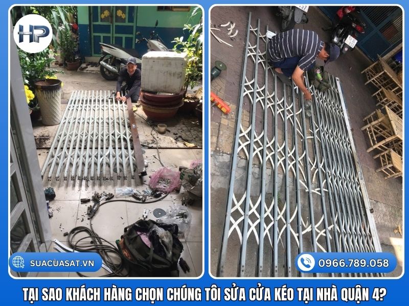 Giữa hàng trăm đơn vị quảng cáo, Hòa Phát tự tin khẳng định vị thế sửa cửa kéo uy tín số 1 tại Quận 4 nhờ các yếu tố E-E-A-T: Sửa cửa kéo 24h bất kể ngày đêm: Sự cố cửa không chừa giờ hành chính. Chúng tôi nhận sửa cửa kéo ngoài giờ, phục vụ cả ban đêm và sửa cửa kéo ngày lễ để đảm bảo an ninh cho bạn. Tốc độ thần tốc: Cam kết có mặt sau 15 phút. Khách hàng Quận 4 không thể chờ đợi lâu vì cần đóng/mở cửa để kinh doanh. Giá cả minh bạch: Chúng tôi là đơn vị sửa cửa kéo giá rẻ cạnh tranh nhất thị trường. Báo giá sửa cửa kéo rõ ràng trước khi làm, không “vẽ bệnh”. Bảo hành dài hạn: Chế độ sửa cửa kéo bảo hành dài hạn từ 6-12 tháng. Có tem bảo hành dán trên cửa sau khi sửa. Linh kiện chất lượng: Thay khóa cửa kéo giá bao nhiêu hay giá thay bánh xe cửa kéo đều đi kèm với cam kết chất lượng chính hãng, bền bỉ.