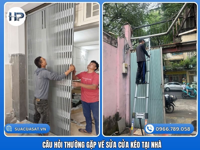 Tại sao cửa kéo bị kẹt, kéo nặng? Nguyên nhân do đường ray bị bẩn, cát đá rơi vào rãnh, hoặc bánh xe bị mài mòn, gãy vỡ, không còn trơn tru. Cách khắc phục cửa kéo bị kẹt/nặng? Vệ sinh sạch bụi bẩn trong đường ray, bôi trơn bánh xe bằng dầu nhớt, kiểm tra và thay bánh xe nếu bị hỏng. Cửa kéo bị lệch đường ray, xệ xuống thì sửa thế nào? Cần đẩy lại cửa vào ray, siết chặt các ốc vít bị lỏng, nếu U-treo bị gãy cần thay mới hoặc hàn lại. Cửa kéo kêu to khi di chuyển? Nguyên nhân thường do khô dầu, bánh xe bị hỏng hoặc các nan cửa cọ sát vào nhau. Cần tra dầu mỡ vào bánh xe và các khớp nối. Khóa cửa kéo bị cứng, không mở được? Nguyên nhân do gỉ sét, kẹt chốt. Thử dùng dầu RP7 xịt vào ổ khóa, nếu vẫn không được thì có thể cần thay ổ khóa mới. Khi nào nên gọi thợ sửa cửa kéo chuyên nghiệp? Khi cửa bị hỏng nặng như gãy khung, sập cửa, đứt nhíp, hoặc các lỗi liên quan đến motor cửa cuốn kéo tay. Chi phí sửa cửa kéo tại nhà là bao nhiêu? Giá sửa chữa phụ thuộc vào tình trạng thực tế (thay bánh xe, hàn lại ray, sửa khóa) và thường được thợ báo giá sau khi khảo sát