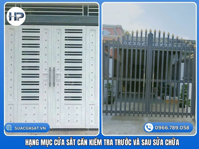 Kiểm tra cửa sắt trước và sau khi sửa chữa bởi Sửa Cửa Sắt Hòa Phát
