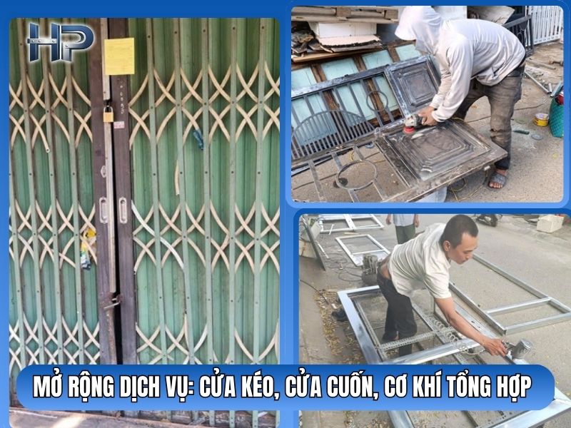 sửa cửa sắt Hòa Phát không chỉ giới hạn ở cửa sắt mở quay truyền thống. Chúng tôi là chuyên gia trong lĩnh vực cơ khí dân dụng tổng hợp: Sửa cửa kéo : Chuyên trị các bệnh của cửa kéo Đài Loan như gãy nhíp, bể bạc đạn, rách lá tole, trật đường ray. Sửa cửa cuốn : Xử lý cửa cuốn bị kẹt nan, hỏng motor, hỏng bình lưu điện, làm thêm remote cửa cuốn. Sửa cửa cổng sắt : Sửa cổng lùa, cổng tự động, cổng sắt nghệ thuật CNC. Thợ cơ khí cửa sắt : Nhận hàn mái tôn, làm hàng rào, lan can cầu thang, khung bảo vệ sân thượng.