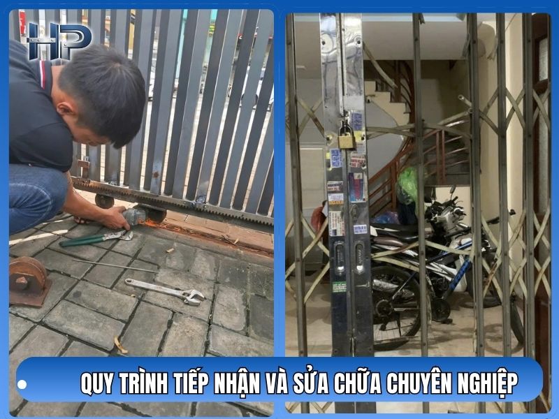 Để đảm bảo tính minh bạch và hiệu quả, quy trình làm việc của chúng tôi gồm 5 bước: Bước 1: Tiếp nhận yêu cầu Khách hàng gọi điện cung cấp thông tin (Ví dụ: “Tôi cần sửa cửa sắt bị kẹt Bình Tân, địa chỉ tại đường số 7…”). Bước 2: Khảo sát & Tư vấn (Miễn phí) Thợ sửa cửa sắt Bình Tân đến tận nơi kiểm tra. Xác định rõ nguyên nhân: do bản lề, do đất nền lún, hay do chất lượng sắt xuống cấp. Bước 3: Báo giá minh bạch Đưa ra phương án tối ưu (Nên sửa hay nên thay). Chốt giá sửa cửa sắt Bình Tân giá rẻ nhất có thể cho khách. Bước 4: Thi công sửa chữa Tiến hành công việc ngay tại chỗ (hoặc mang về xưởng nếu hư hỏng quá nặng cần máy móc lớn, có giấy biên nhận rõ ràng). Bước 5: Nghiệm thu & Thanh toán Khách hàng đóng mở thử cửa, kiểm tra mối hàn, nước sơn. Hài lòng mới thanh toán.