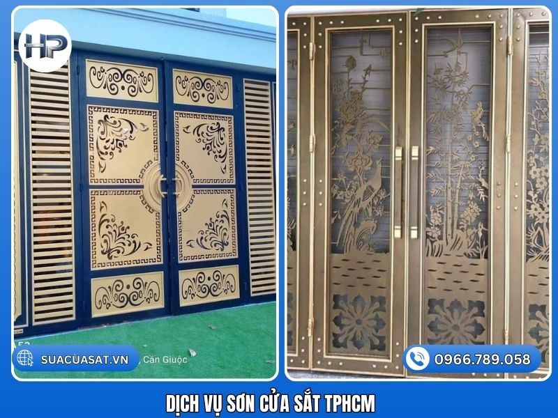 Quy trình sơn lại cửa sắt cũ bị rỉ sét tại TPHCM, xử lý bề mặt kỹ lưỡng, sơn phủ đều đẹp, chống oxy hóa