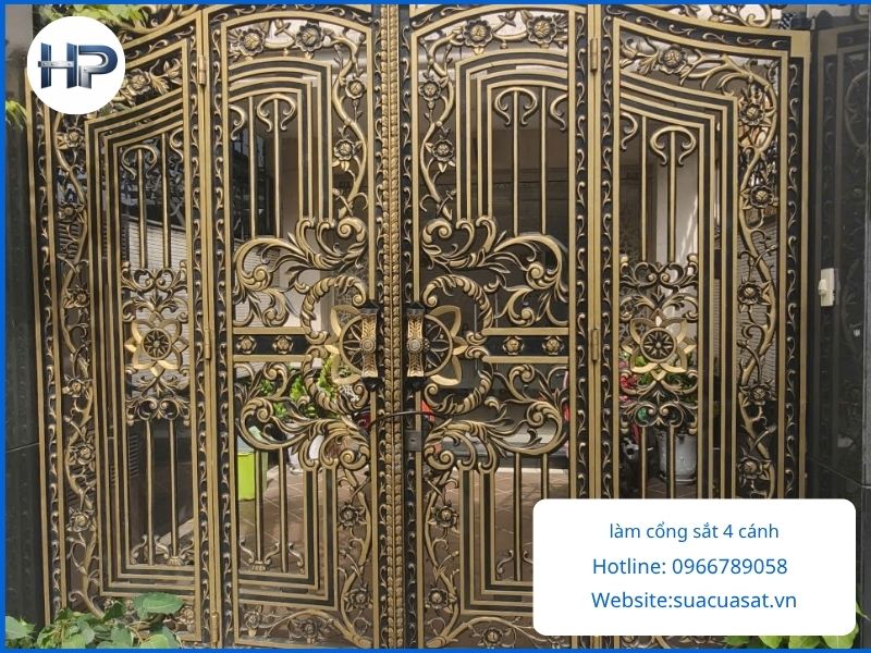 Lỗi cổng sắt 2 cánh cần kiểm tra độ cân khe cửa bản lề và khóa