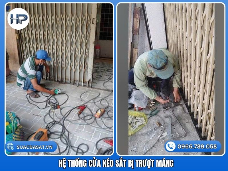 Hệ thống ray cửa kéo bị lệch làm cửa khó di chuyển