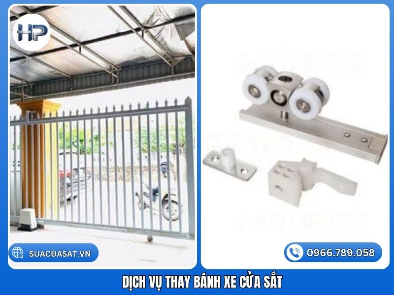 Dịch vụ thay bánh xe cửa sắt trọn gói, thay cụm bi con lăn chịu tải trọng cao giá bình dân.